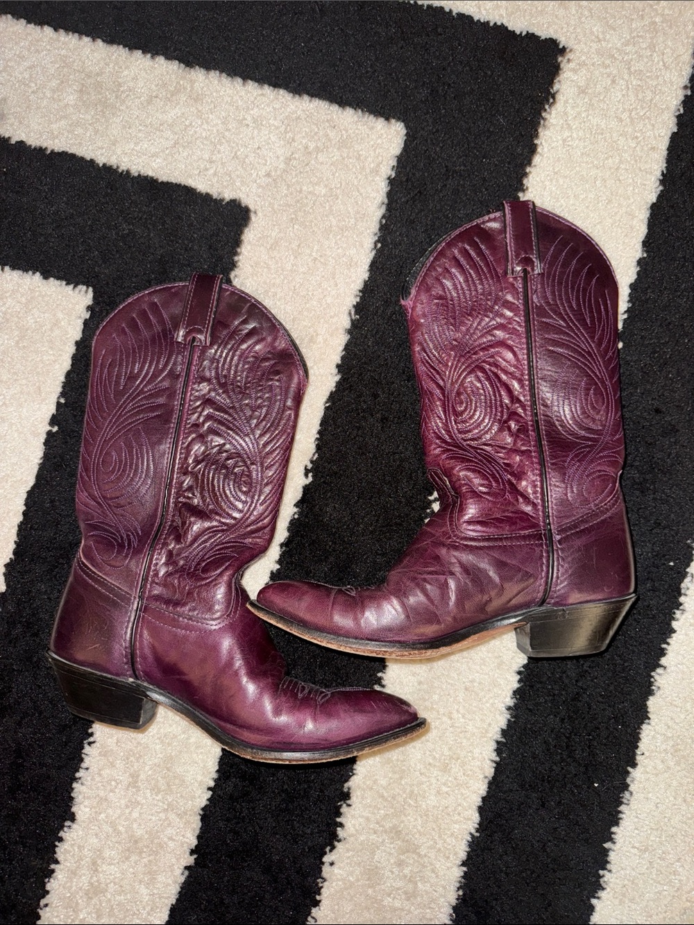 Code West Burgundy/Purple Leather Western Boots